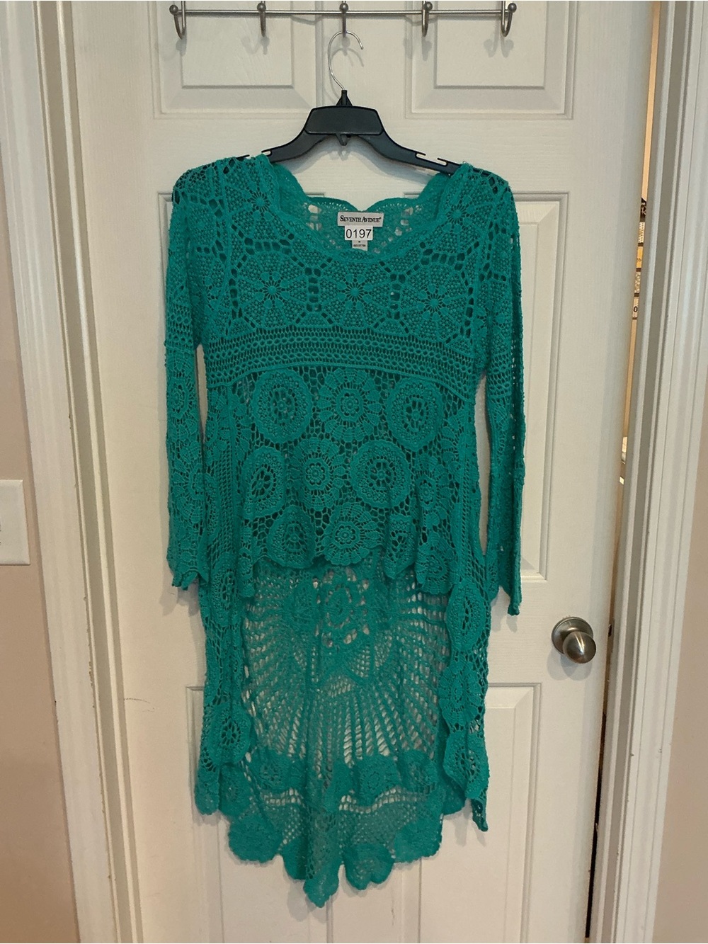 Sovereign Code Teal Crochet Lace High-Low Blouse